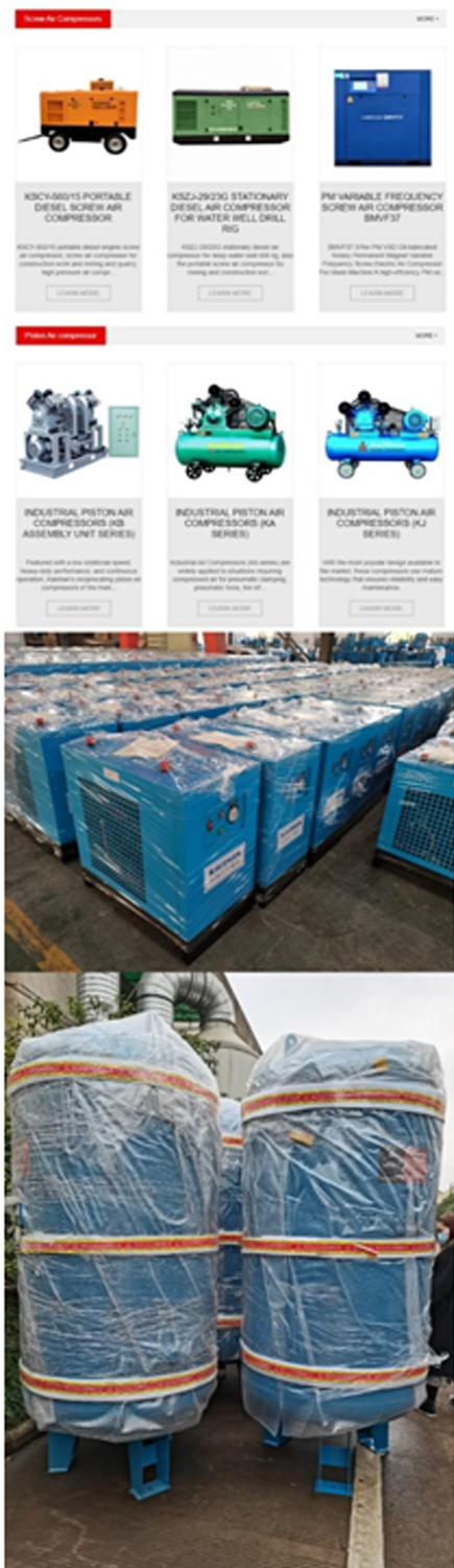 Screw Air Compressor, Piston Air Compressor, Air Dryer, Air Tank, etc.