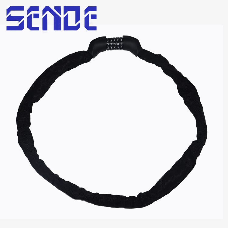 SENDE 5 digits steel bicycle bike chain lock with steel cable combination number chain lock bike