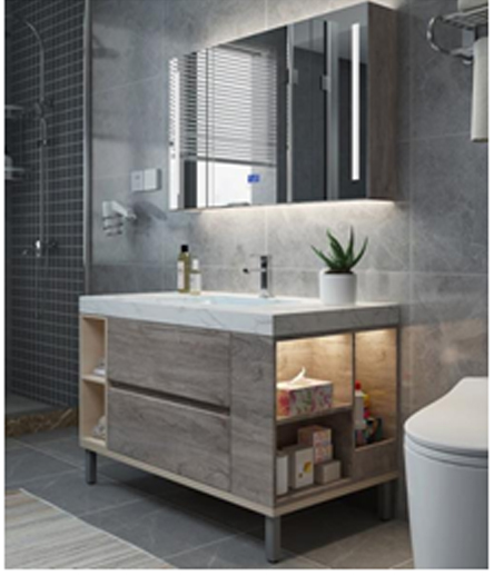 Bathroom cabinet with LED mirror