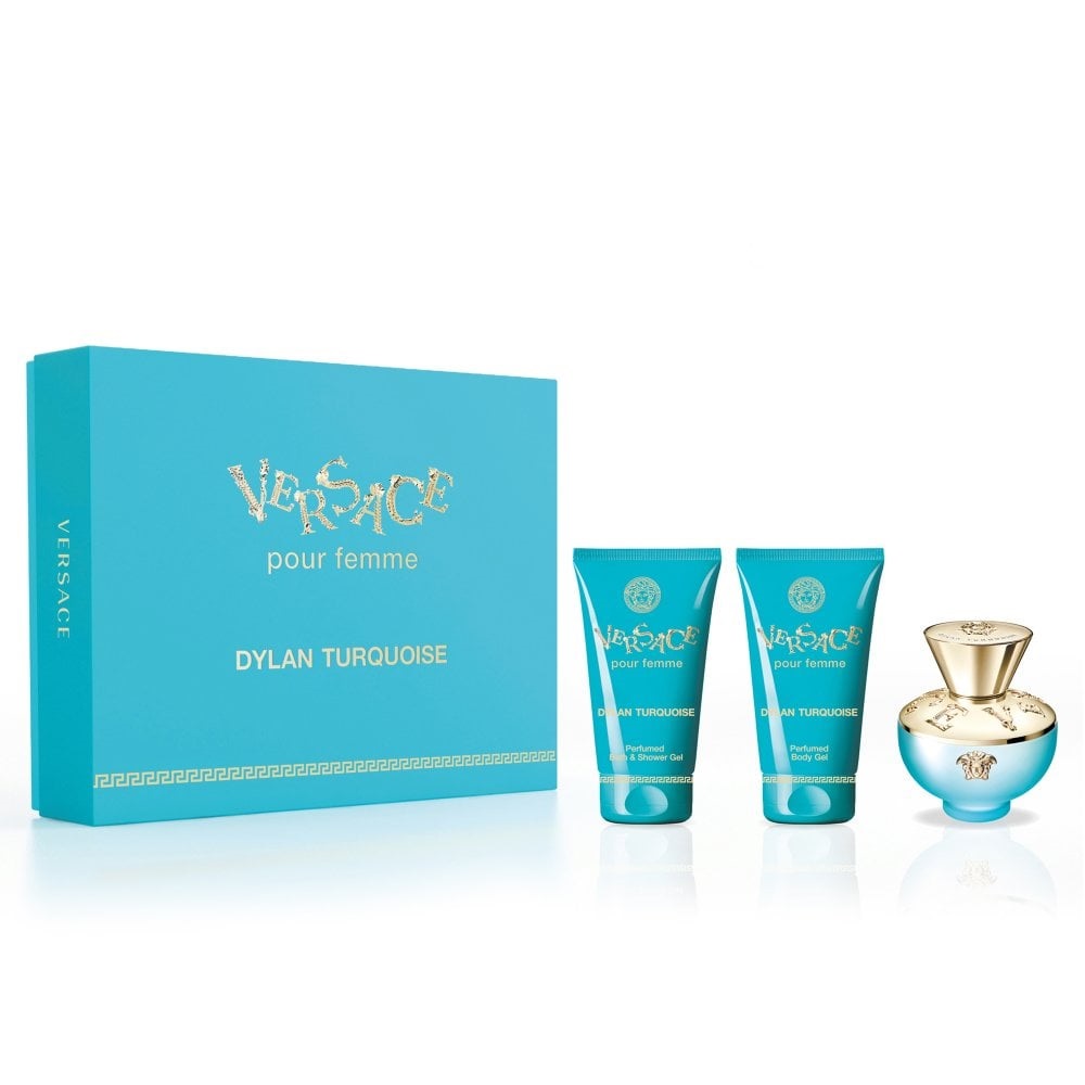 Versace Dylan Turquoise EDT 100ml + EDT 5ml +Bg 100ml+Bsg 100ml (Gift Set)