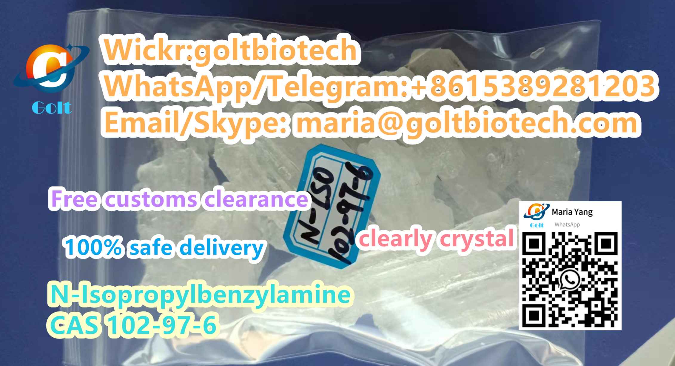 100% safe delivery Isopropylbenzylamine Crystal Rod CAS 102-97-6 wholesalers bulk sale Wickr me:golt